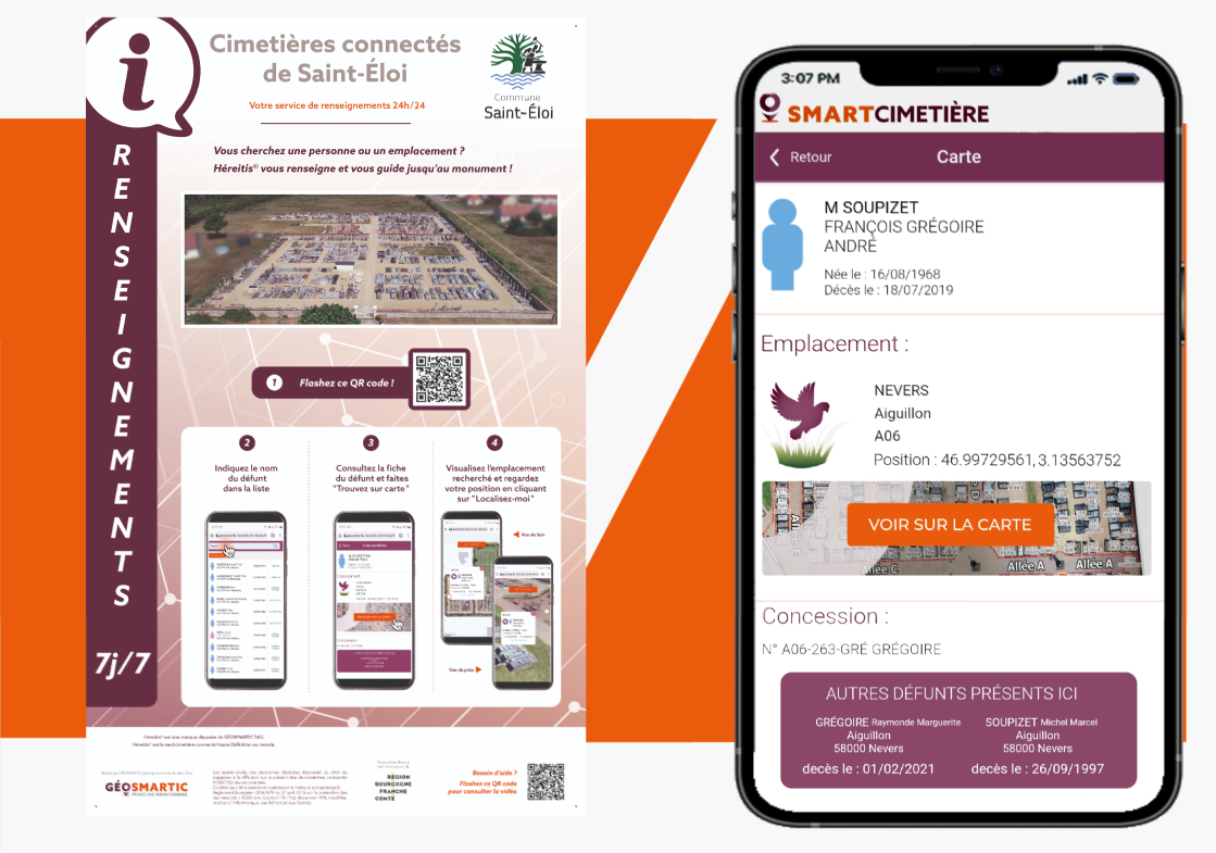 Présentation et exemple de l'application citoyenne de renseignements Héreitis fait par Geosmartic cartocime